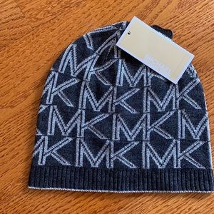 Michael Kors gray MK logo beanie winter hat